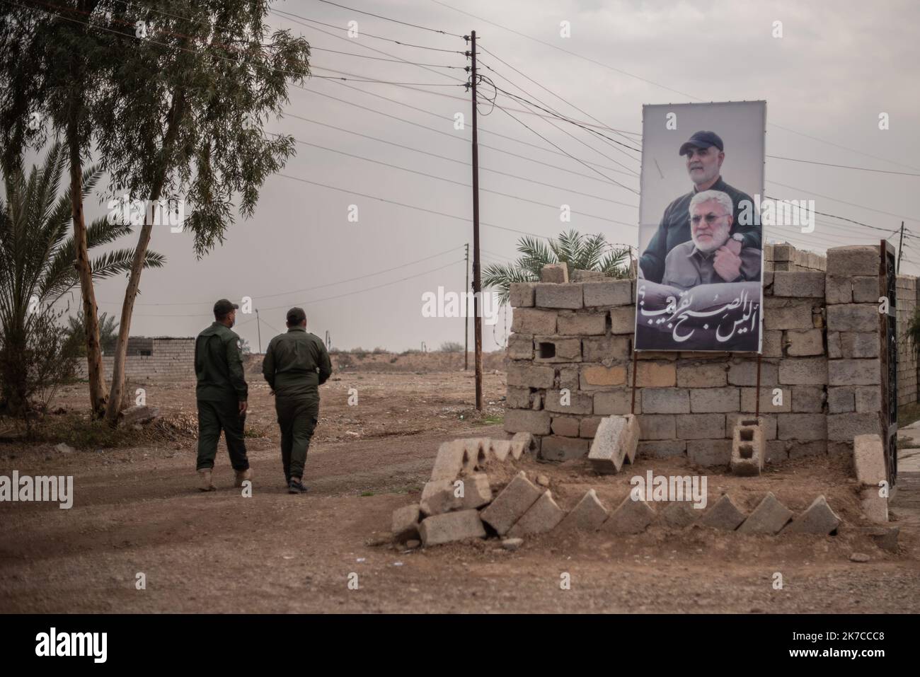 ©Chloe Sharrock / Le Pictorium/MAXPPP - Chloe Sharrock / Le Pictorium - 23/12/2020 - Irak / Samara - A une semaine de la commemoration de l'assassinat des leaders Iraniens Qassem Soleimani et Al-Mohandis, un entrainement est organise a` la base militaire de la Brigade 43 des Hachd al-Chaabi. La Brigade 43 est composee de paramilitaires du mouvement Asa'ib Ahl al-Haq. / 23/12/2020 - Iraq / Samara - Stock Photo